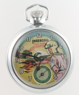 An Ingersoll Dan Dare chromium cased pocket watch, with seconds at 6 o'clock 