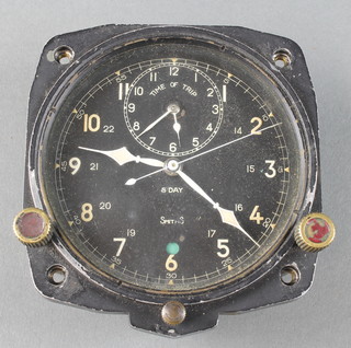 A Smiths Mk IIIA  Military issue 8 day aircraft clock code V 308 326, serial no. 546/57, the back plate marked LeCoultre  
