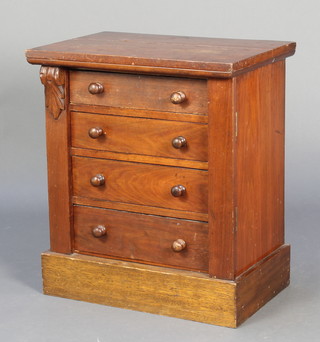 A Victorian mahogany Wellington chest of 4 drawers with tore handles, raised on a platform base 23"h x 20"w x 13 1/2"d 