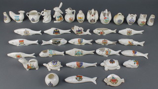 A quantity of crested items including rabbit, fish and tortoise