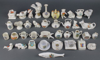 A quantity of crested china including grand piano, record player and rabbit