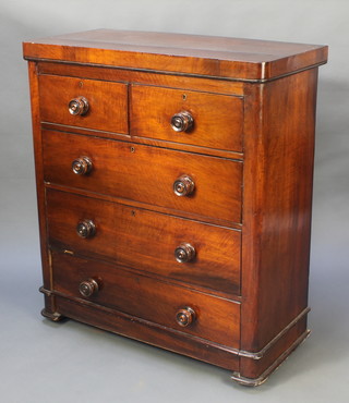 A Victorian mahogany D shaped chest of 2 short and 3 long drawers with tore handles 42"h x 36"w x 18"d 