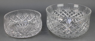 Two cut crystal glass fruit bowls 9" 