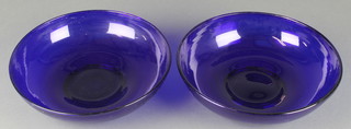 A pair of 19th Century Bristol Blue shallow bowls 9" 