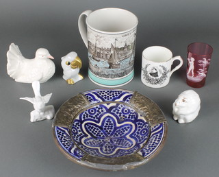 A Staffordshire Greenwich commemorative mug 6" and minor decorative china 