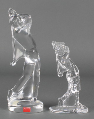 A Baccarat crystal figure of a male golfer 9 1/2", a Waterford crystal ditto 6 1/2" 
