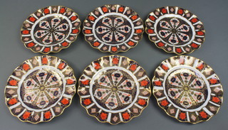 Six Royal Crown Derby Old Imari pattern plates 1128 9" 