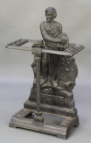 A Victorian cast iron umbrella stand in the form of a standing Wallace, the back marked no.13  R167C5, RD 1870, 29 1/2" x 17" 8