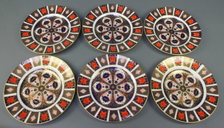 Six Royal Crown Derby Imari pattern plates 1128 10 1/2" 