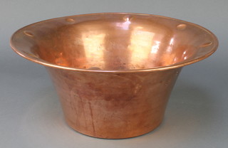 An Art Nouveau cylindrical waisted copper jardiniere with roundel decoration 7" x 14 1/2" diam. 