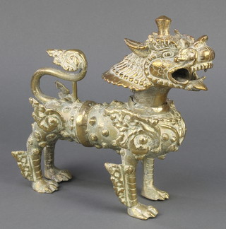 A 19th Century Burmese polished gilt bronze figure of a standing Dog of Fo 8" x 7" x 2" 