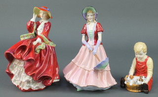 Two Paragon figures - Lady Sybil 7 1/2" and Pals 4" and a Royal Doulton figure Top O'The Hill HN1834 7 1/2" 