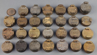 27 various brass petrol can caps comprising  1 National Benzole, 1 BP, 2 Shell Mex, 4 Esso, 10 Shell, 7 Pratz and 2 plain 