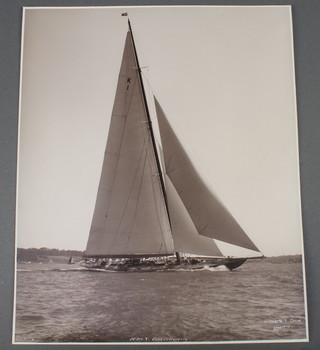 Beken & Sons of Cowes, a 1930's silver gelatine hand printed photograph of HMY Britannia, negative number 18981, signed in white ink, 11" x 9" 