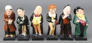Six Royal Doulton figures - Micawber, Pecksniff, David Copperfield, Scrooge, Stiggins and Tony Weller 4" 