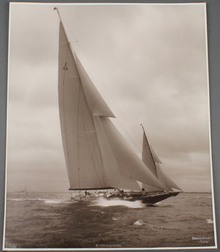 Beken & Sons of Cowes, a silver gelatine hand printed  photograph of the yacht Endeavour negative number 18536, signed in white ink 1934, 11" x 9"