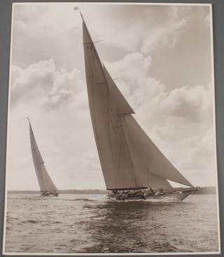 Beken & Sons of Cowes, a silver gelatine hand printed photograph of the yachts Astra and Candida, negative number 18830, signed in white ink 1935 11" x 9"  