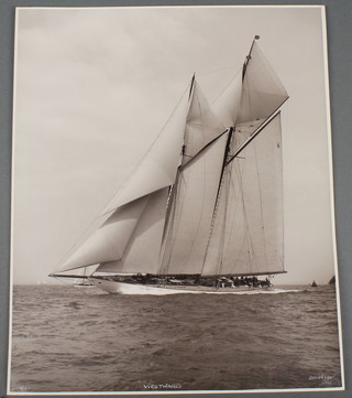 Beken & Sons of Cowes, a silver gelatine hand printed  photograph of the yacht Westward, negative number 19961, signed in white ink 1935, 11" x 9" 