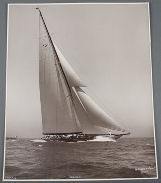 Beken & Sons of Cowes, a silver gelatine hand printed photograph of the yacht Astra, negative number 19524, signed in white ink 1935, 11" x 9"  