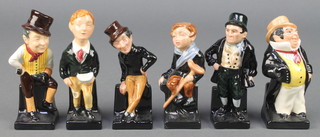 Six Royal Doulton figures - Sam Weller, Jingle, Oliver Twist, Captain Cuttle, Tiny Tim and Bill Sykes 4" 