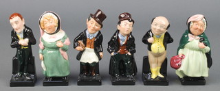 Six Royal Doulton figures - Artful Dodger, Pickwick, Sarey Gamp, Trotty Veck, Mrs Bardell and Uriah Heep 4" 