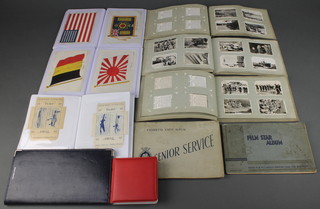 4 Senior Service albums of cigarette cards, 2 albums of large silk flags, an album of Mazawattee tea cards and an album of Lord Kitchener silks 