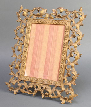 A Victorian pierced gilt metal easel photograph frame 14" x 12" 