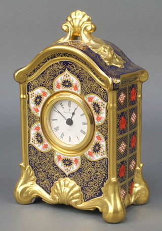 A Royal Crown Derby Old Imari pattern quartz timepiece 1128 SGB 9", boxed 