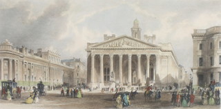 T Allom, coloured engraving "Port of London 1839" 9 1/2" x 17" and A L Thomas coloured engraving "The Royal Exchange" 9" x 17" 