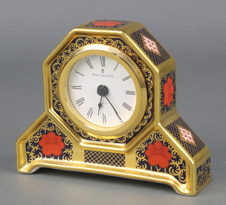 A Royal Crown Derby Old Imari pattern octagonal quartz timepiece 1128 SGB 4 1/4" 