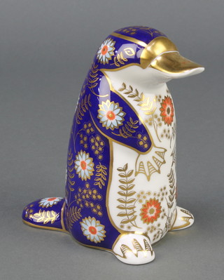A Royal Crown Derby Imari pattern duck bill platypus paperweight with stopper 5"  