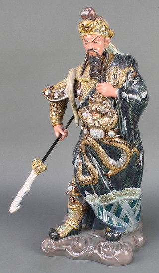 A Lladro glazed figure of a Chinese warrior 8441 17" 