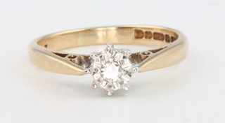 A 9ct yellow gold single stone diamond ring approx. 0.05ct size I 1/2