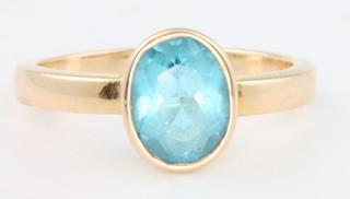 A 14ct yellow gold gem set ring, size O, 3.5 grams