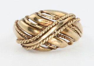 A 9ct yellow gold rope twist ring, size N, 3.7 grams