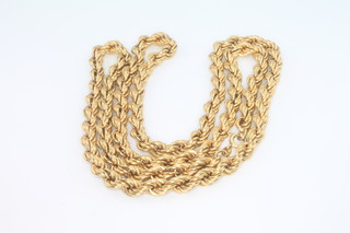 A 9ct yellow gold rope twist necklace, 31.7 grams