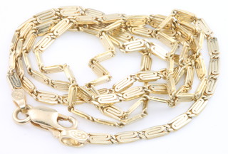 A 14ct yellow gold flat link necklace 9.9 grams
