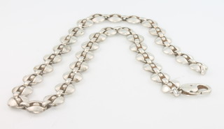A silver fancy link necklace, 52 grams 