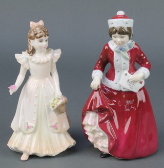 2 Royal Doulton figures - Best Wishes 3426 6" and a Coalport ditto - Follow The Bride 1992 5 1/2" 