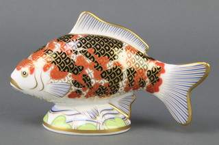 A Royal Crown Derby Imari pattern Koi carp paperweight with gold stopper 440/2500 7" 