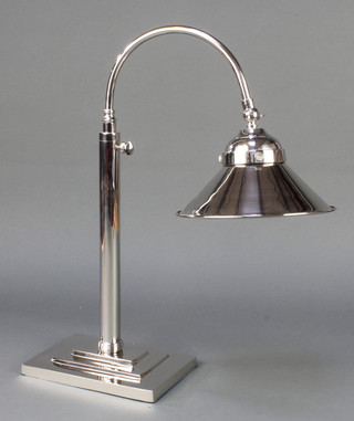 A plated Art Deco style adjustable table lamp 
