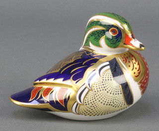 A Royal Crown Derby Imari pattern Carolina duck paperweight with gold stopper 4 1/2" 