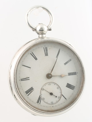 A silver cased key wind pocket watch with seconds at 6 o'clock Chester 1887 