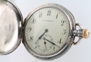 A Continental silver and niello hunter pocket watch, the dial inscribed H Y Moser & Ce, the seconds at 6 o'clock