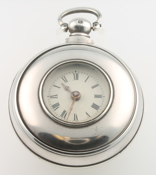 A Victorian silver pair cased pocket watch, the gilt movement engraved R B Brookhouse Newcastle no.16079 