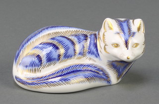 A Royal Crown Derby Imari pattern fox paperweight with gold stopper 4" 