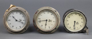 3 1930's Smiths car clocks with silvered dials,  dials marked P-254.152, 1 marked L and 99.202