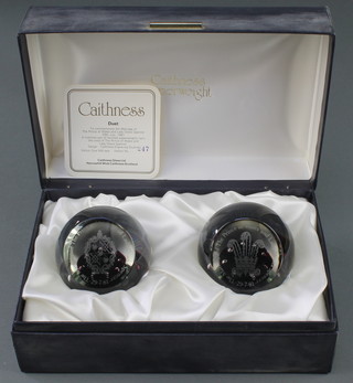 A pair of boxed Caithness commemorative paperweights for The Marriage of The Prince of Wales and Lady Diana Spencer 29 July 1981 no.247/500 