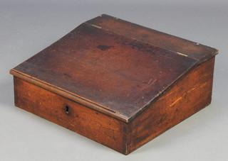 A 19th Century oak clerk's slope with hinged lid and fitted interior 9"h x 22"w x 21"d 