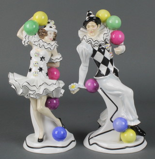 Two Royal Doulton figures - Balloon Clowns Harlequina HN5306 no.6/250 9" and Balloon Clowns Jongleur HN5307 no.6/250 9" 